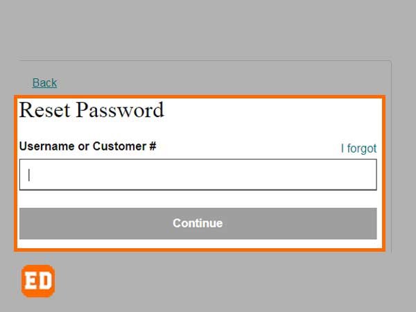password reset field