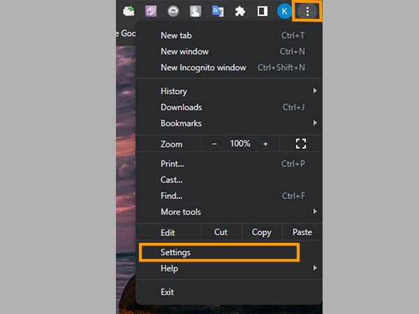 Click on the more menu, and select Settings