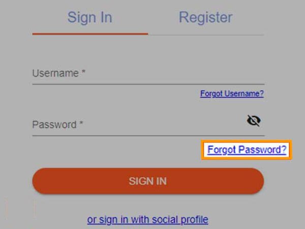 click on forget password link