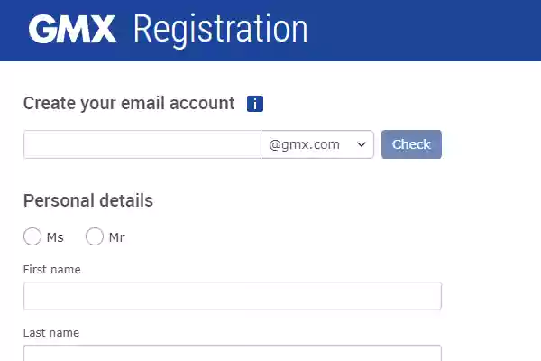 Sign up on GMX MAIL